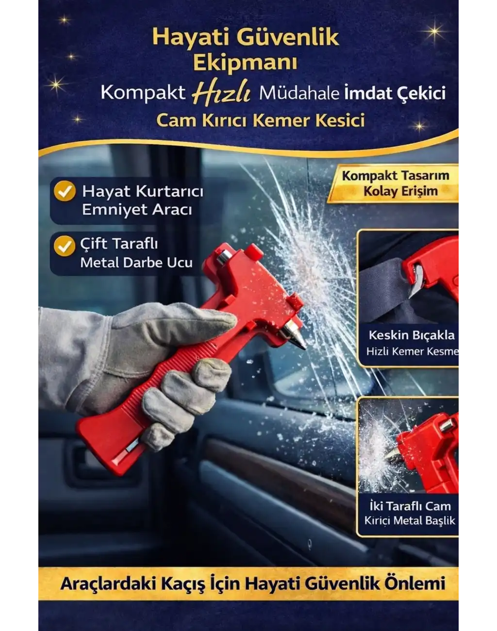 #Çekiç Kompakt Taşınabilir Araç Hayati Acil Güvenlik Ekipmanı İmdat Çekici Kemer Kesici Cam Kırıcı