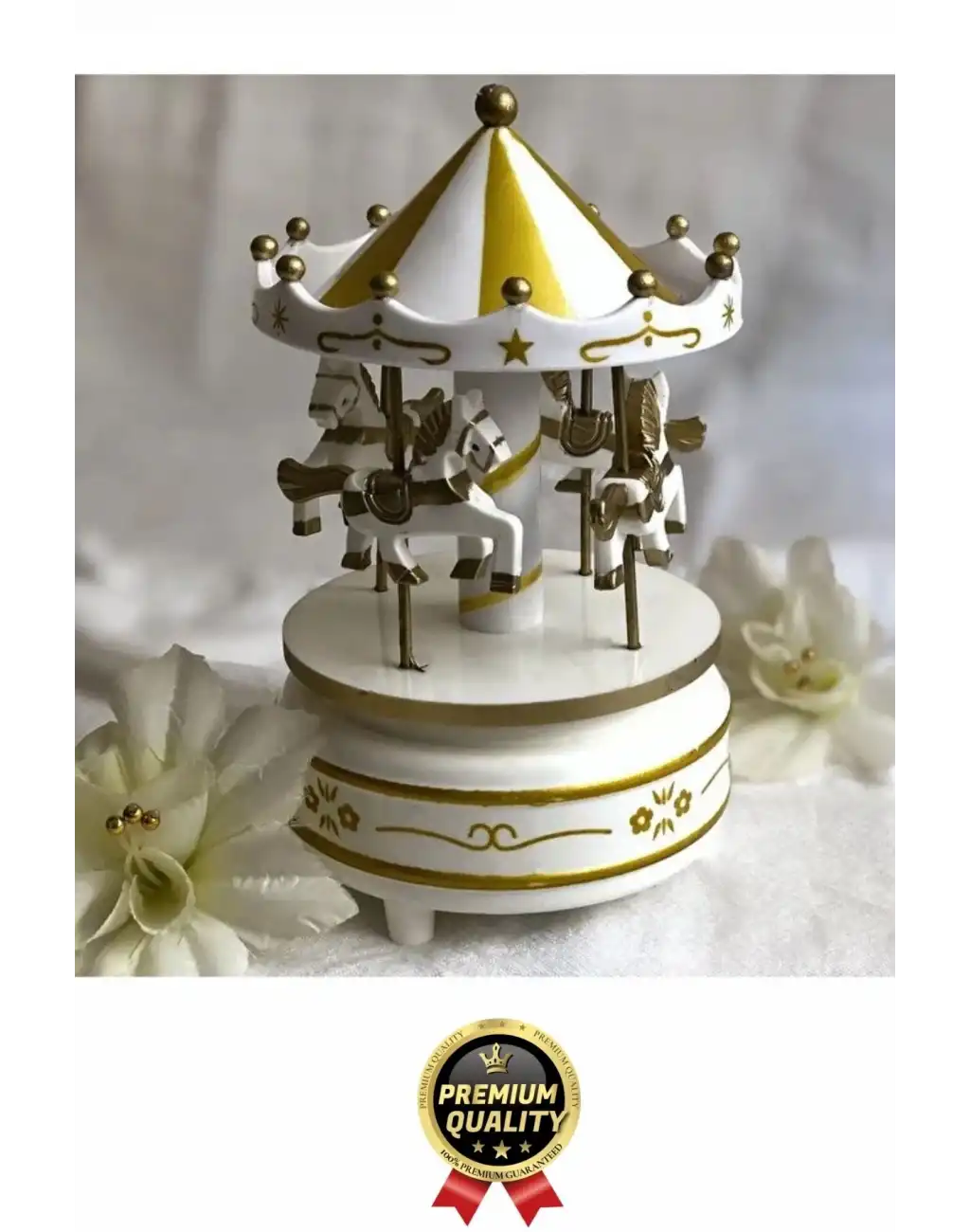 #MüzikKutusu Atlı Karınca Gold Beyaz Nostaljik Hediye Dekoratif Kurmalı Retro Mekanizma Müzik Kutusu