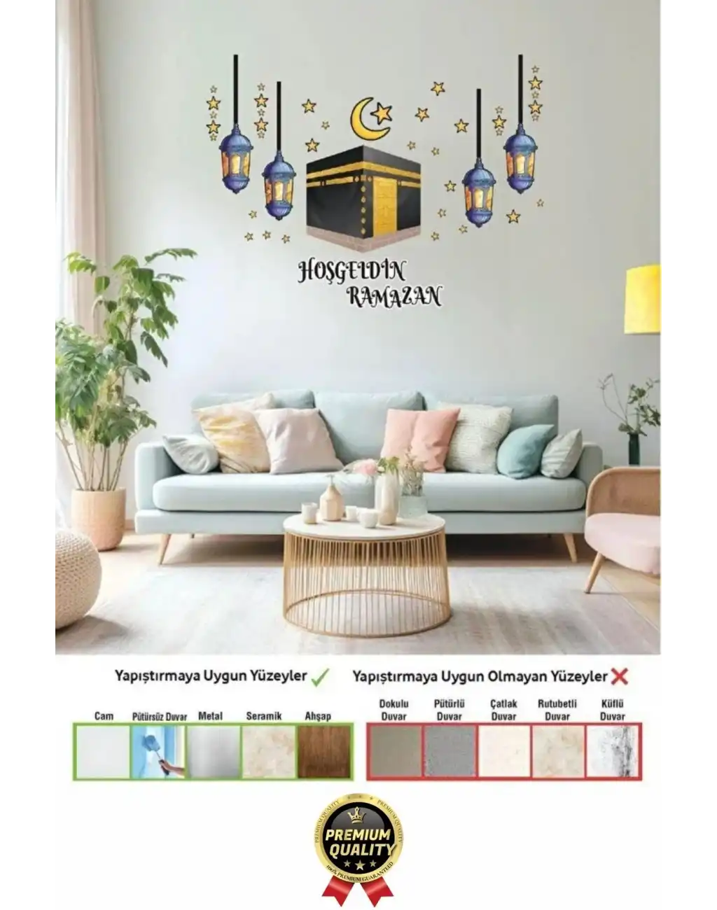 #RamazanSticker Dekoratif Yapıştırılabilir Çıkarılabilir Hoşgeldin Ramazan Motifli Duvar Sticker