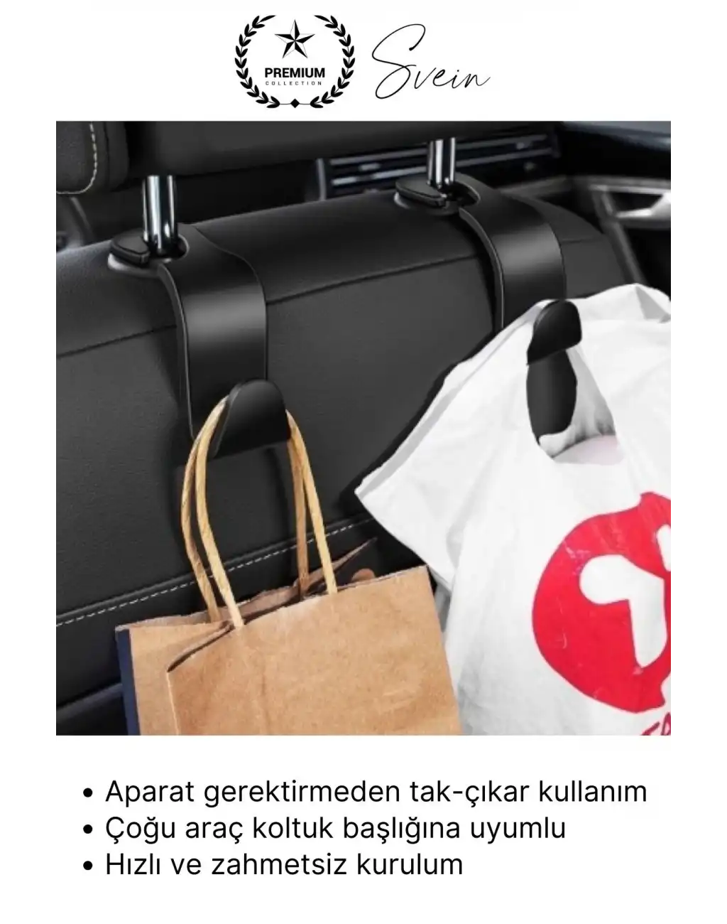 #Askı Araba Koltuk Arkası Askı Araç İçi Organizer 4’lü Set Çanta Poşet Torba Asma Aparatı Plastik