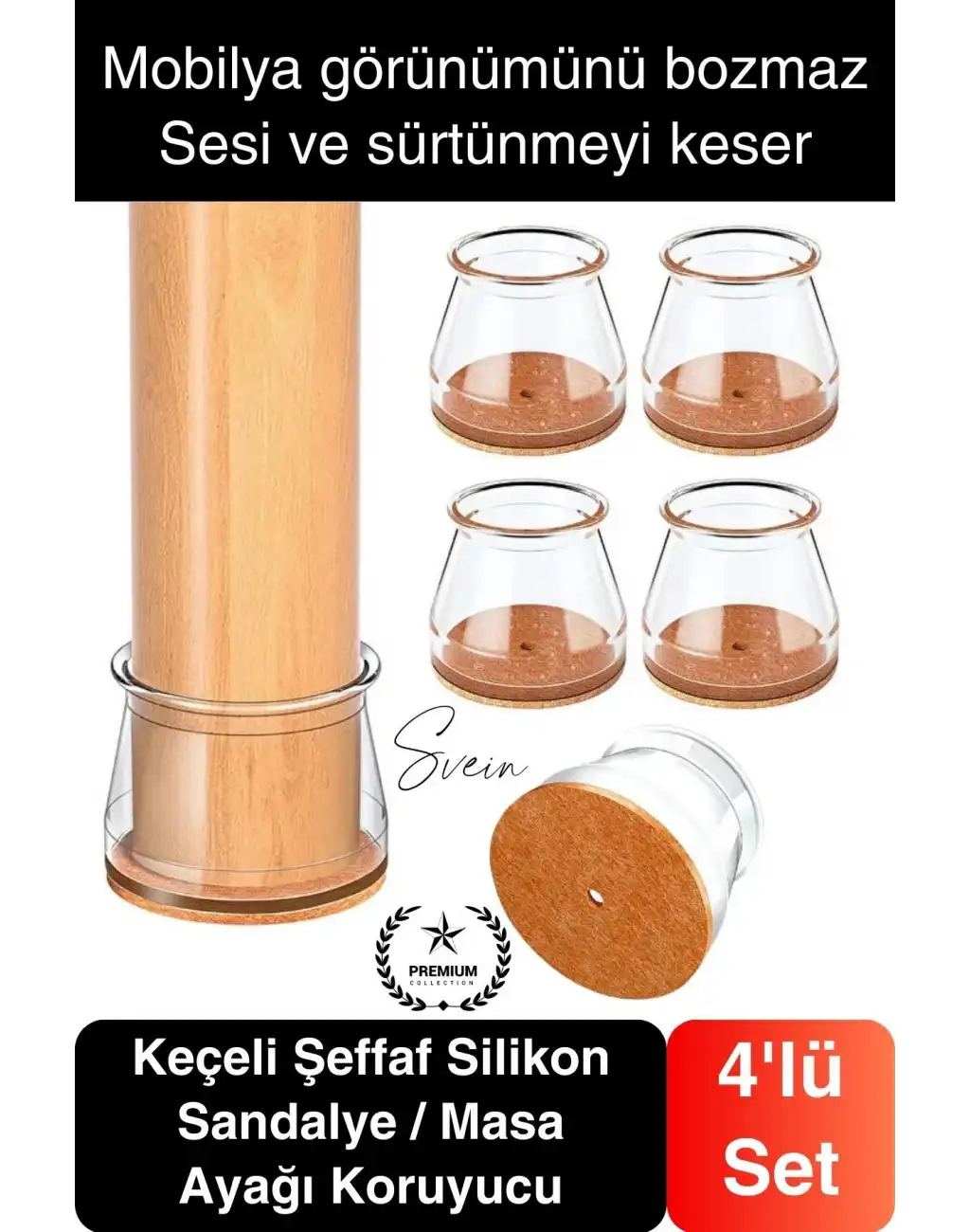#Keçe Keçeli Şeffaf Silikon Zemin Koruyucu Sandalye Masa Ayağı Parke Çizmez 4lü Set Kılıf Esnek