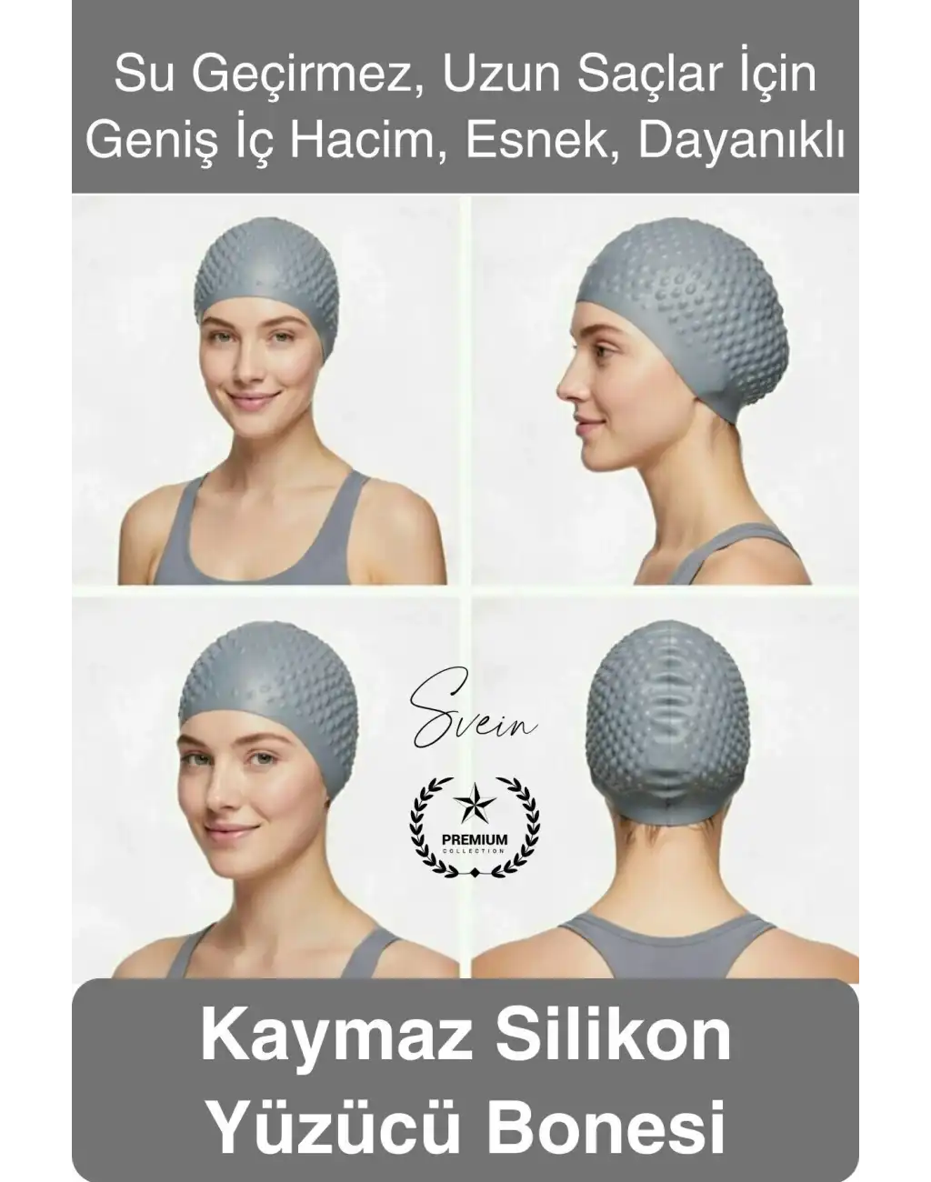 #Bone Su Geçirmez Kaymaz Silikon Yüzücü Bonesi Yüzme Şapkası Uzun Saç Yetişkin Esnek Havuz Deniz