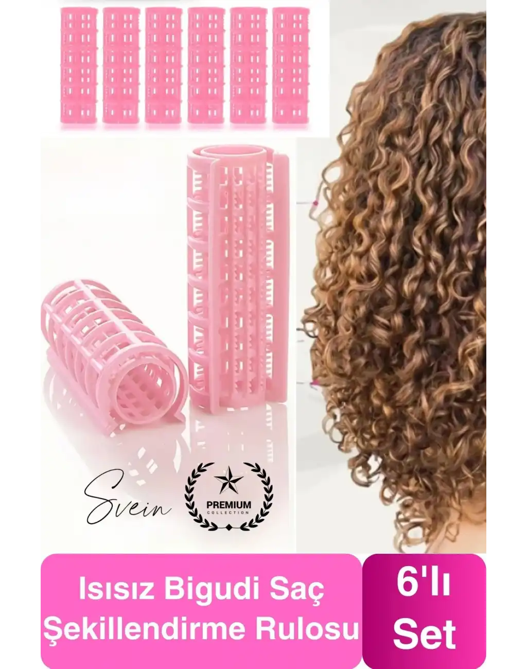 #Bigudi 6lı Saç Şekillendirme ve Hacim Veren Saç Maşası Seti Bigudi Rulosu Isısız Hızlı Dalgalı