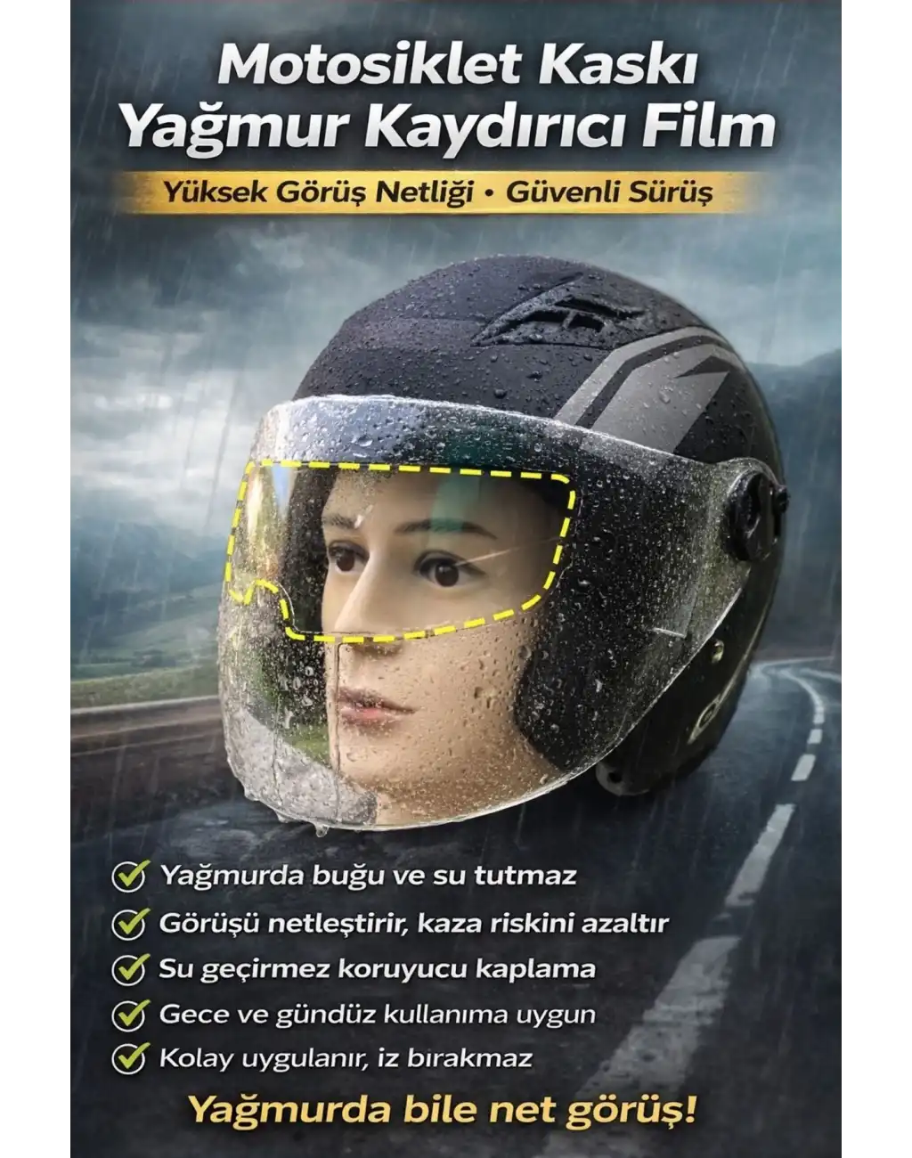 #KaplamaFilm Motorsiklet Görüş Netliği Kaza Riski Önleyici Su İtici Buğu Önleyici Kaplama Film