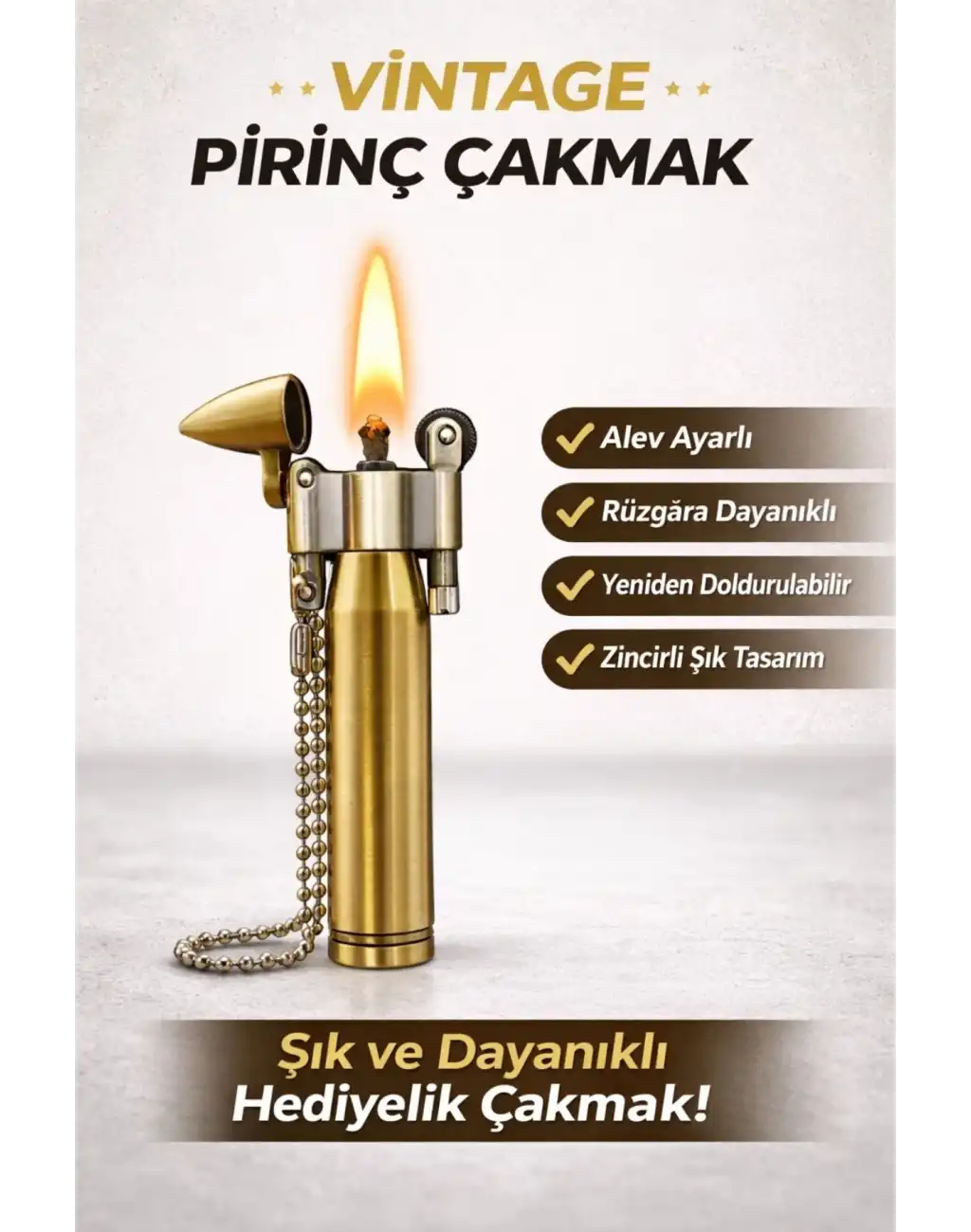 #Çakmak Vintage Koleksiyonluk Estetik Hediye Klasik Şık Saf Pirinç Gövde Kurşun Tasarımlı Çakmak