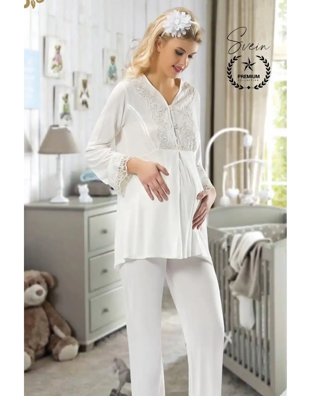 #Pijama Ekru Lohusa Pijama Takımı Hamile ve Doğum Sonrası Anne Adayları için Rahat Yumuşak Şık Sade