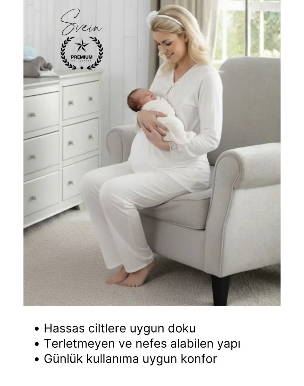 #Pijama Ekru Lohusa Pijama Takımı Hamile ve Doğum Sonrası Anne Adayları için Rahat Yumuşak Şık Sade