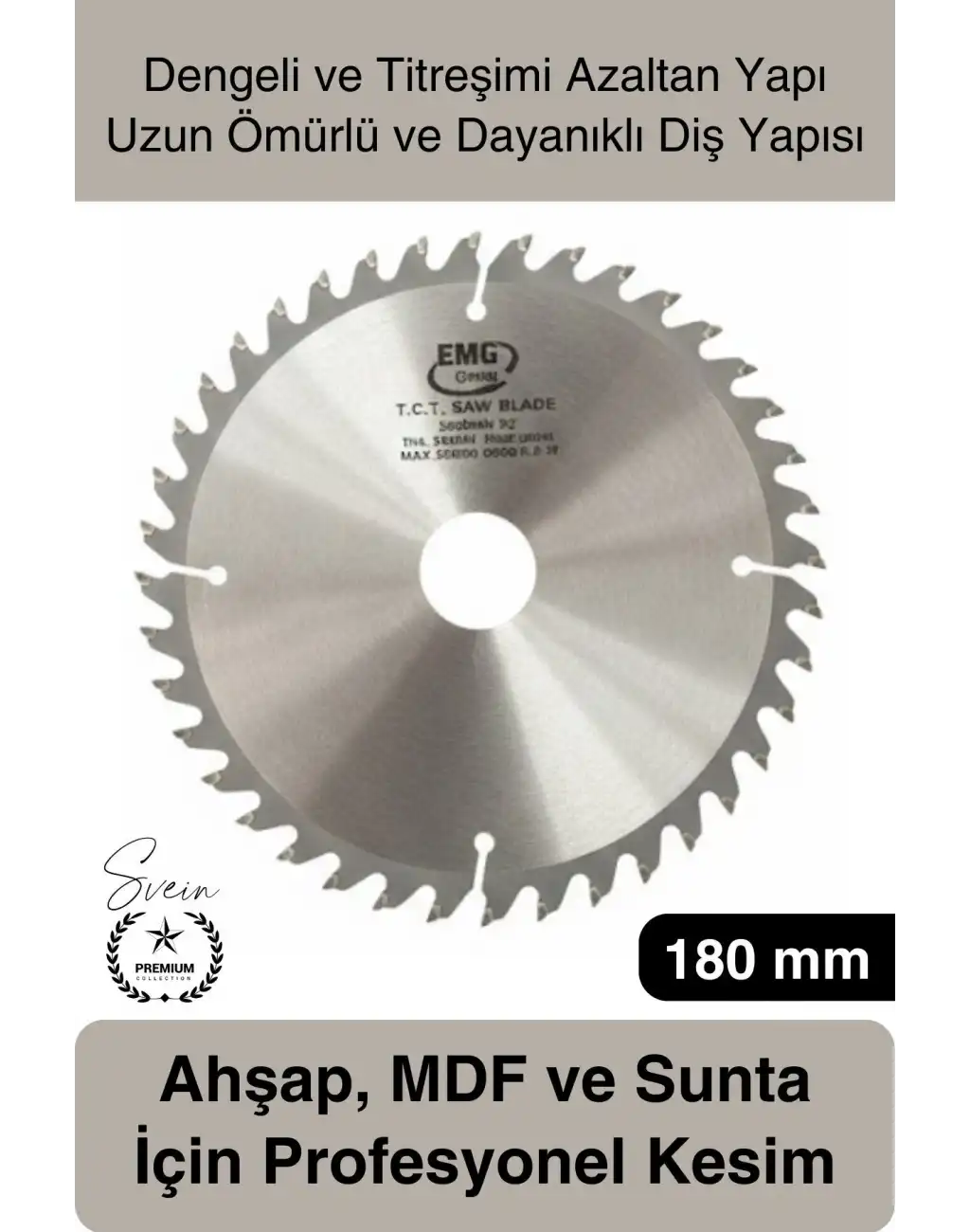 #DaireTestere 180 mm 40 Diş Ahşap Kesim Daire Testere Diski MDF ve Sunta İçin Profesyonel Hassas 40T