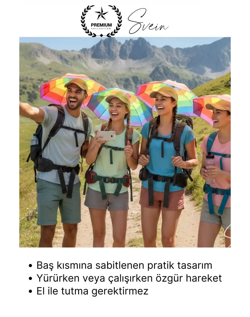 #Şemsiye Şapka Tipi Gökkuşağı Kafa Şemsiyesi Eller Serbest Şemsiye Güneş ve Yağmur Koruyucu Hafif