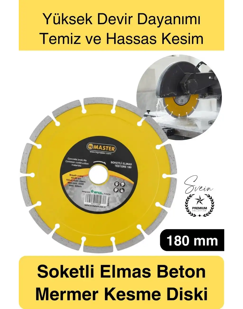 #MermerKesici 180 mm Soketli Elmas Beton Kesme Diski Profesyonel Mermer Seramik Taş Fayans Granit