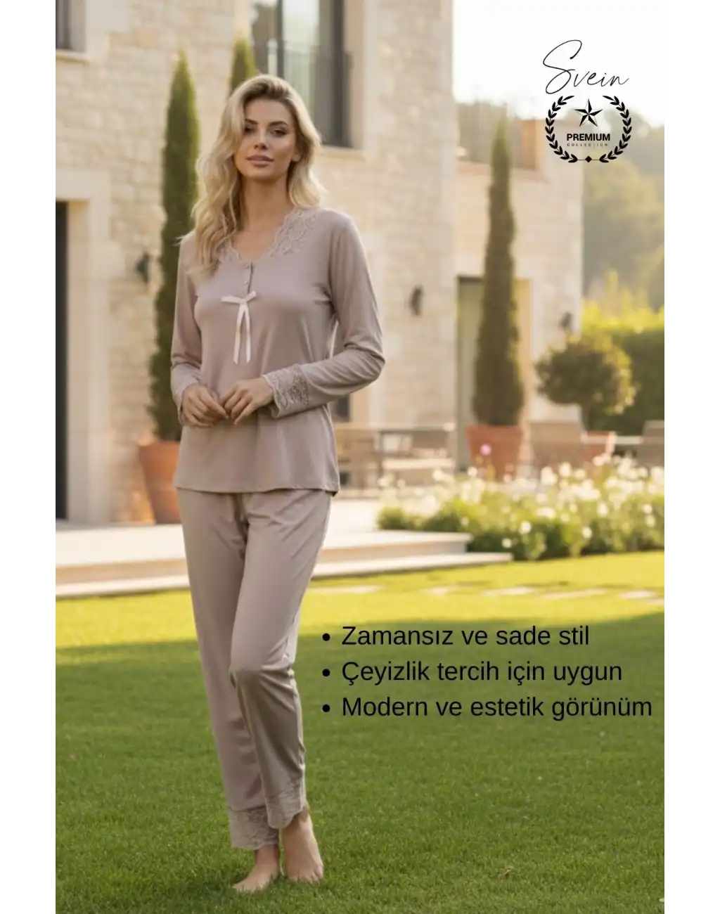 #Pijama Vizon Penye Kadın Pijama Takımı Rahat Ev Giyim Günlük ve Çeyizlik Nefes Alabilen Yumuşak