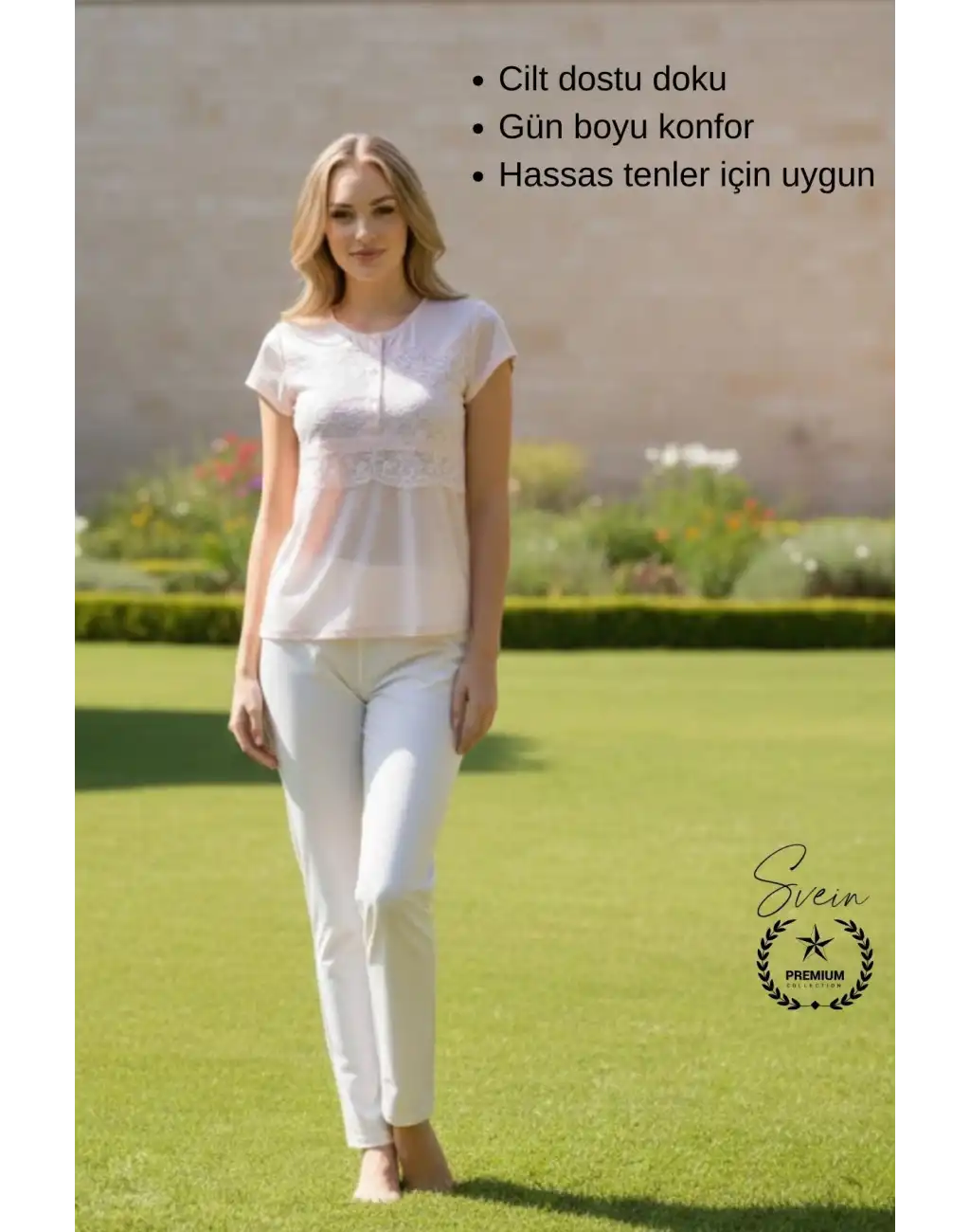 #Pijama Pudra Penye Kadın Pijama Takımı Rahat Ev Giyim Günlük ve Çeyizlik Nefes Alabilen Yumuşak