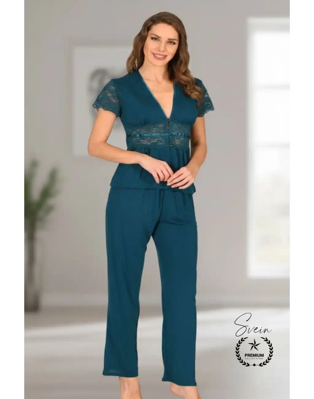 #Pijama Yeşil Nefes Alabilen Yumuşak Kadın Pijama Seti Günlük Kullanım Modern Şık Çeyiz Terletmeyen