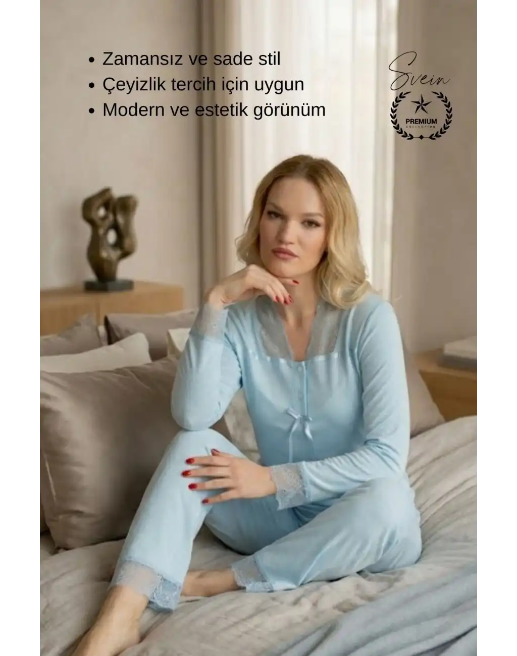 #Pijama Turkuaz Saten Kadın Pijama Takımı Rahat Ev Giyim Günlük ve Çeyizlik Nefes Alabilen Yumuşak