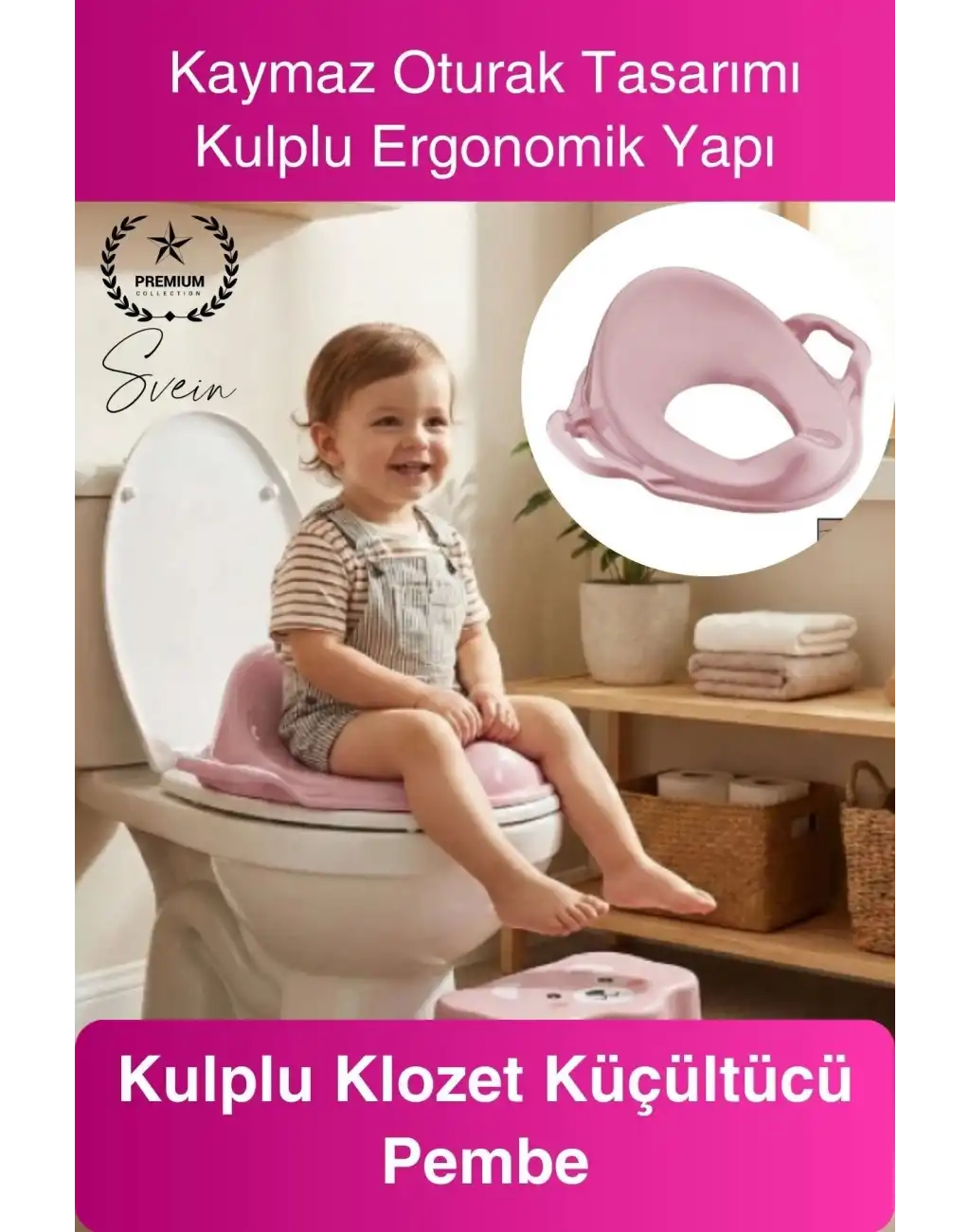 #Klozet Pembe Kulplu Klozet Küçültücü Çocuk Adaptörü Tuvalet Eğitimi İçin Kaymaz Oturağı Küçültücü