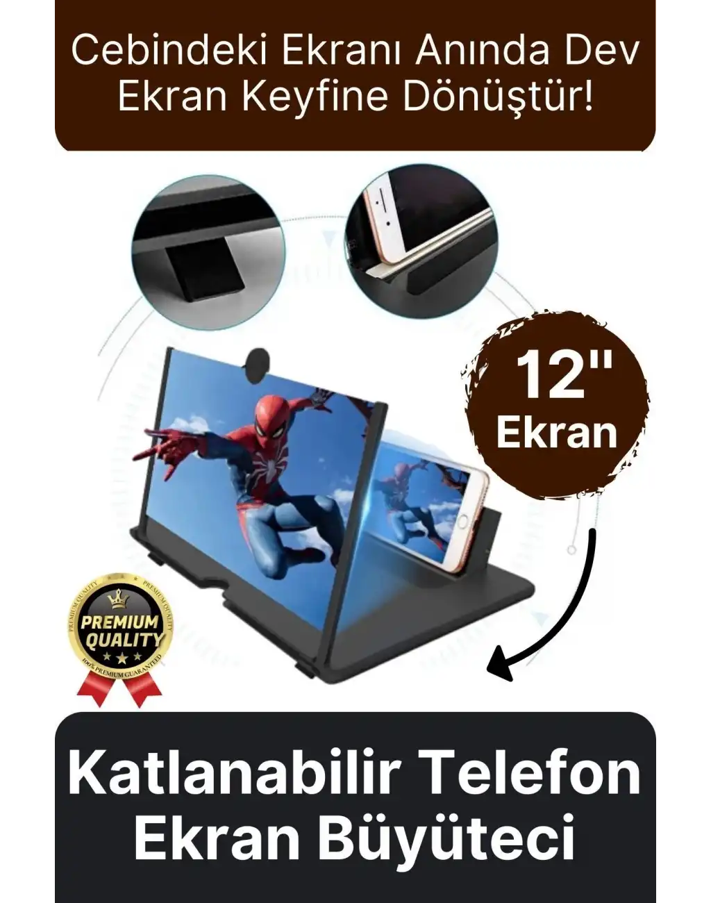 #EkranBüyüteci Katlanabilir Taşınabilir Tasarım Göz Korumalı Şeffaf Telefon 12 İnç Net Büyük Ekran