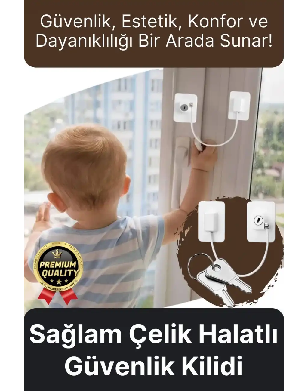 #GüvenlikKilidi Dayanıklı Çelik Halat Beyaz Plaka Pvc Pencere Emniyet Çocuk Halatlı Güvenlik Kilidi