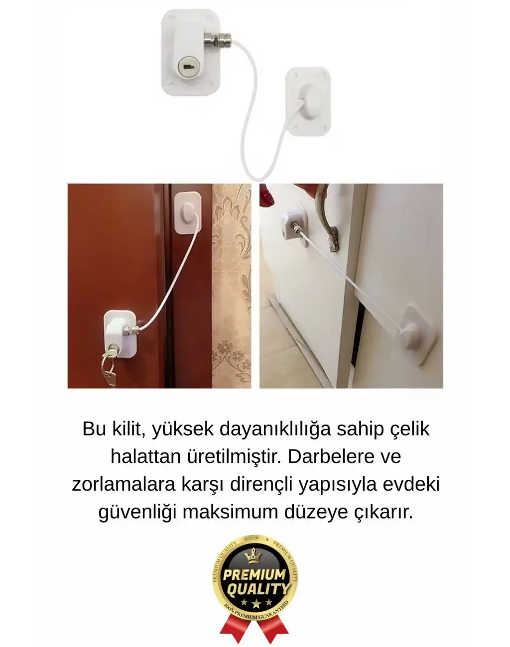 #GüvenlikKilidi Dayanıklı Çelik Halat Beyaz Plaka Pvc Pencere Emniyet Çocuk Halatlı Güvenlik Kilidi