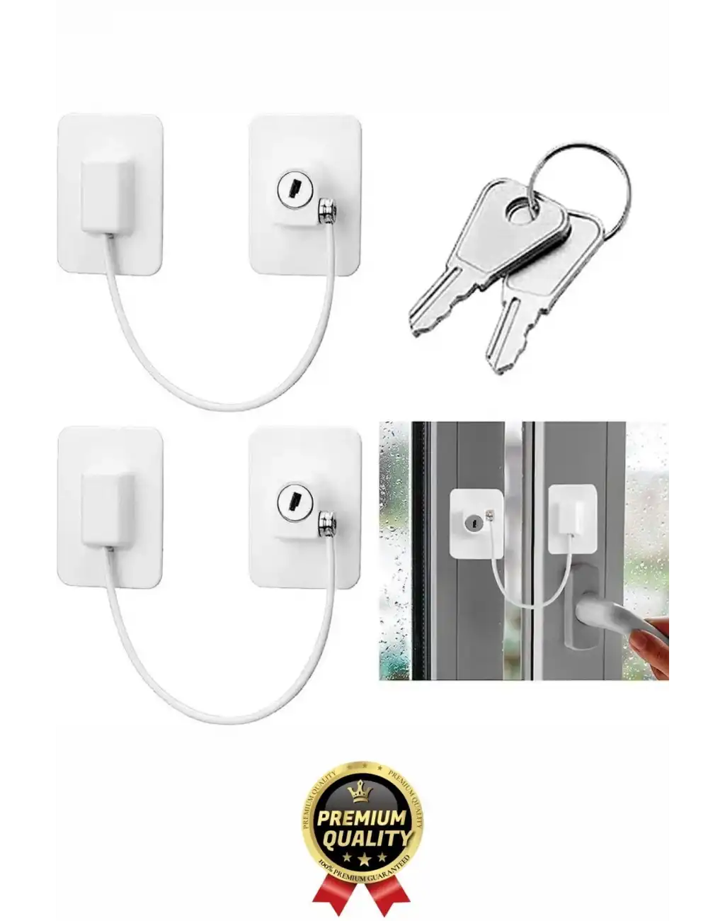 #GüvenlikKilidi Dayanıklı Çelik Halat Beyaz Plaka Pvc Pencere Emniyet Çocuk Halatlı Güvenlik Kilidi