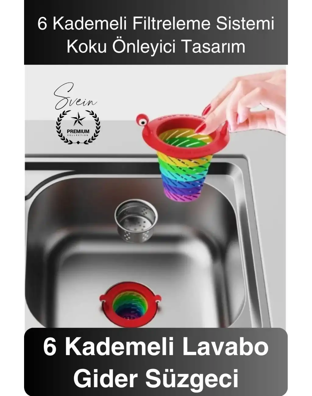#Süzgeç 6 Kademeli Lavabo Gider Süzgeci Tıkanıklık Önleyici Filtre Mutfak ve Banyo İçin Hijyenik