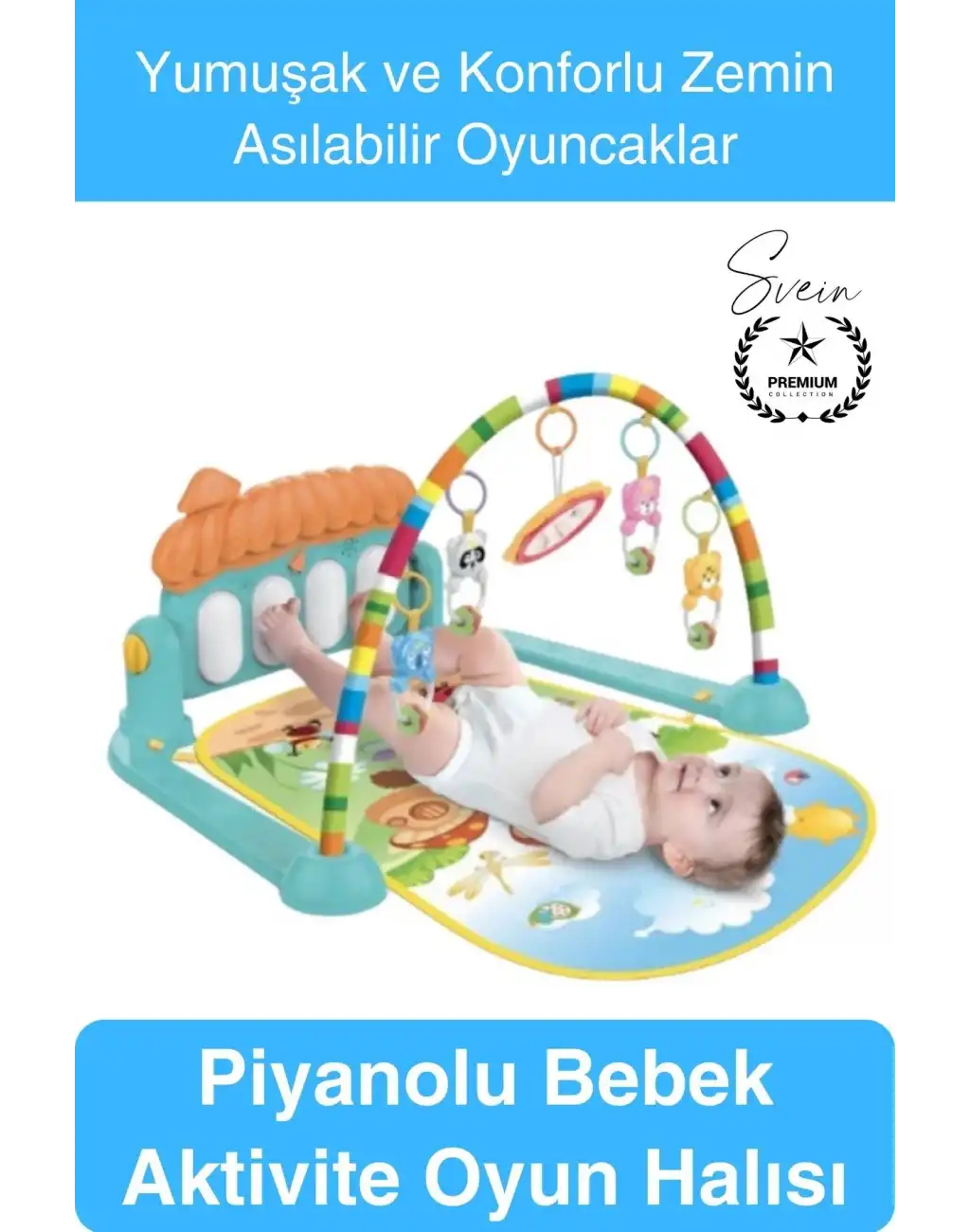 #OyunHalısı Piyanolu Bebek Aktivite Oyun Halısı Asılabilir Oyuncaklı Yumuşak Zemin Aktivite Matı