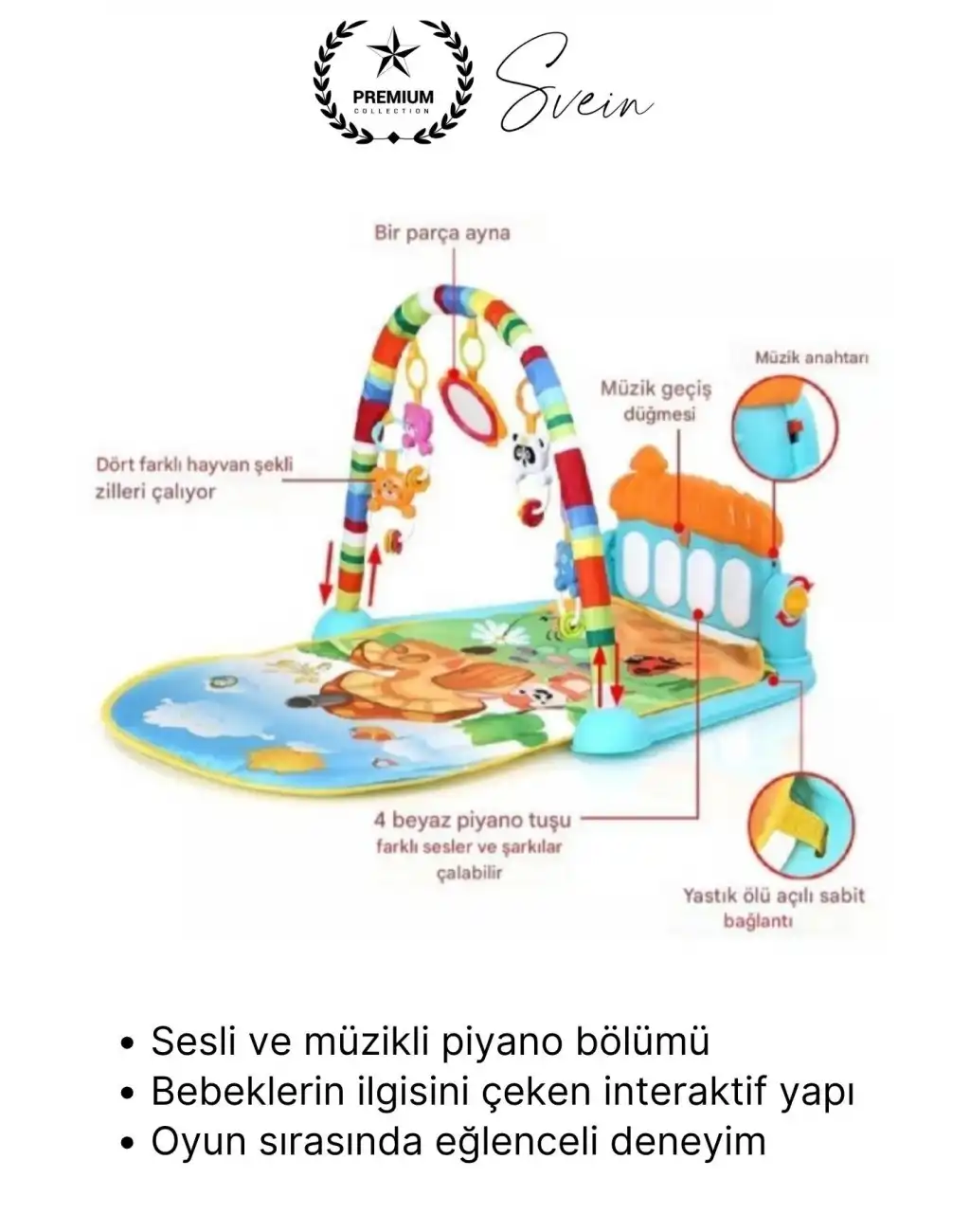 #OyunHalısı Piyanolu Bebek Aktivite Oyun Halısı Asılabilir Oyuncaklı Yumuşak Zemin Aktivite Matı