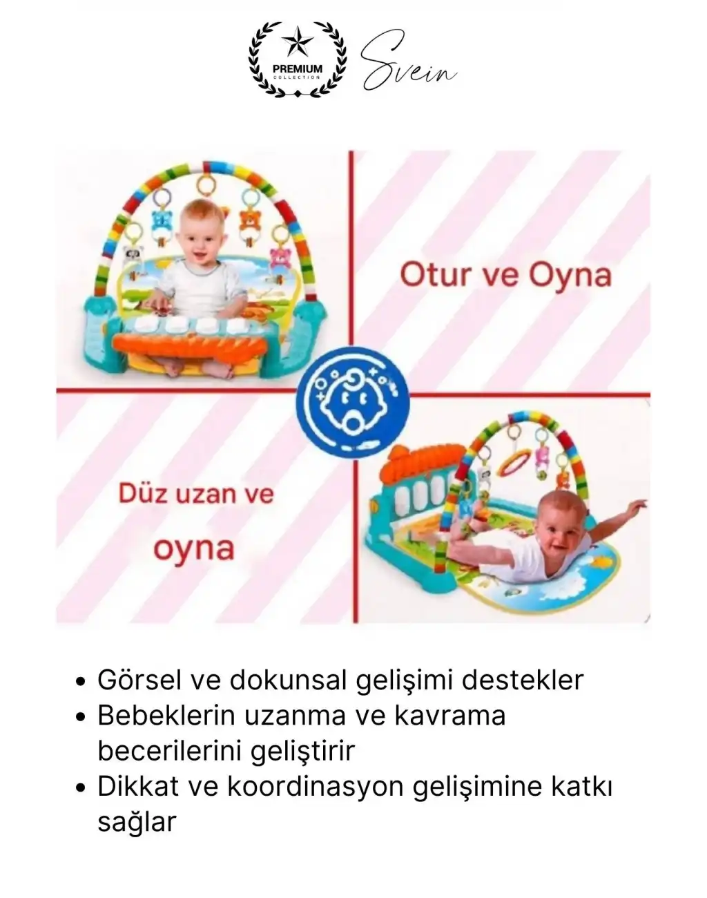 #OyunHalısı Piyanolu Bebek Aktivite Oyun Halısı Asılabilir Oyuncaklı Yumuşak Zemin Aktivite Matı