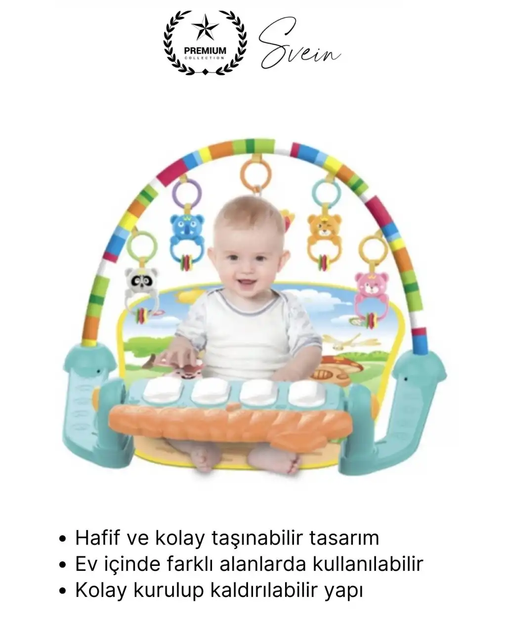 #OyunHalısı Piyanolu Bebek Aktivite Oyun Halısı Asılabilir Oyuncaklı Yumuşak Zemin Aktivite Matı