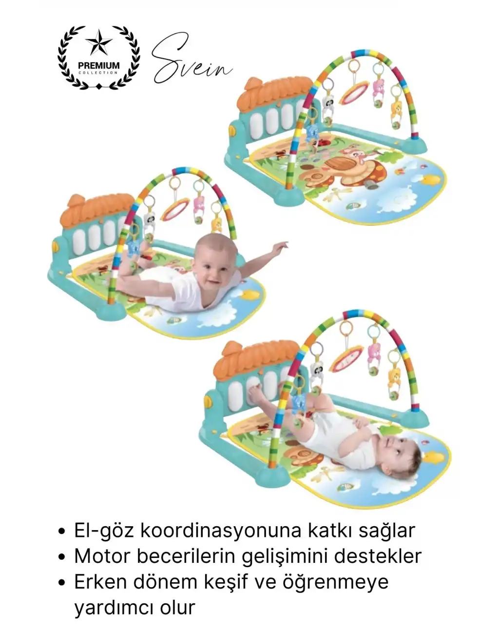 #OyunHalısı Piyanolu Bebek Aktivite Oyun Halısı Asılabilir Oyuncaklı Yumuşak Zemin Aktivite Matı