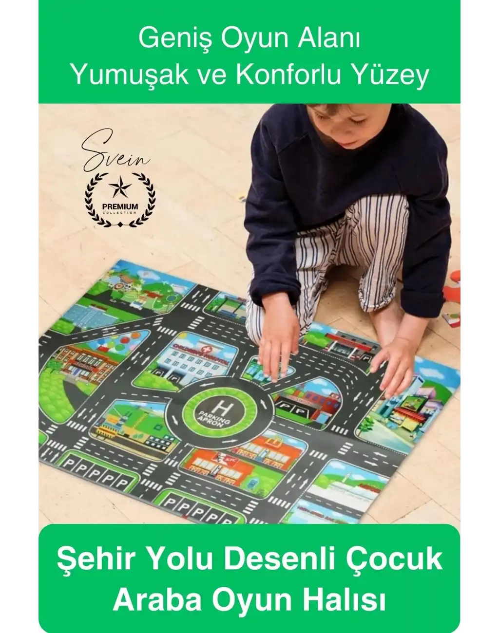 #Halı Şehir Yolu Desenli Çocuk Araba Oyun Halısı Eğitici Keşif Temalı Eğlenceli Yumuşak Konforlu
