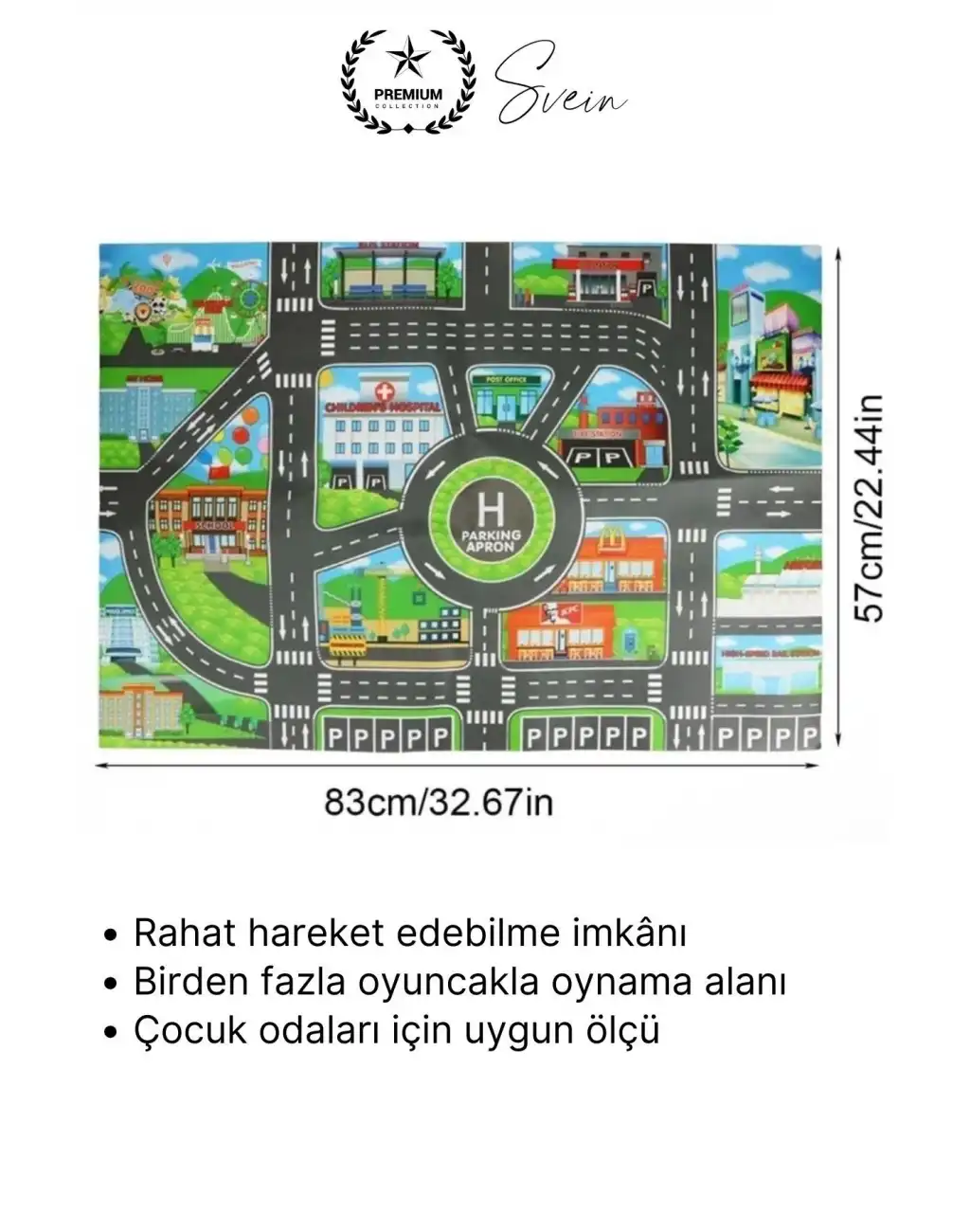 #Halı Şehir Yolu Desenli Çocuk Araba Oyun Halısı Eğitici Keşif Temalı Eğlenceli Yumuşak Konforlu