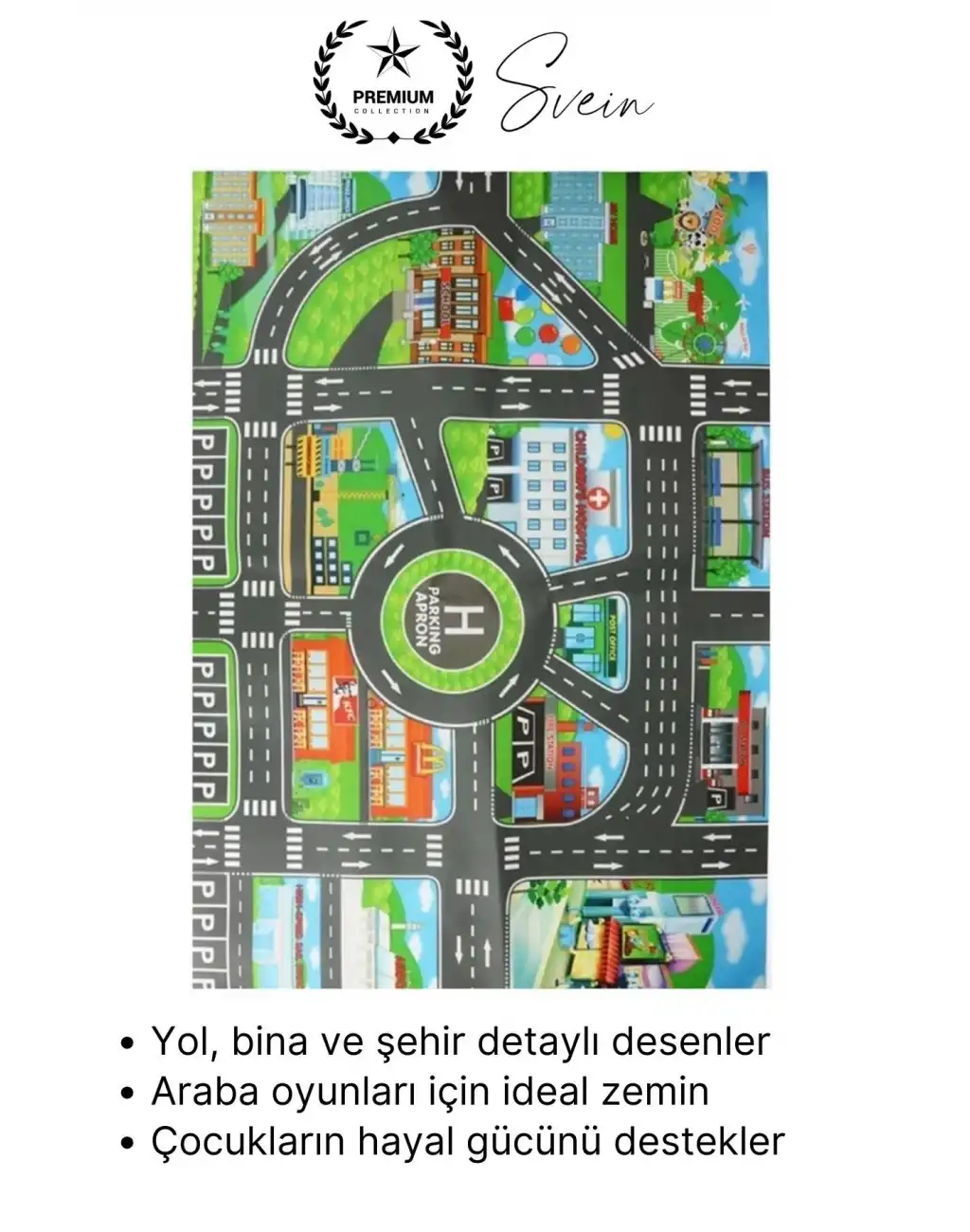 #Halı Şehir Yolu Desenli Çocuk Araba Oyun Halısı Eğitici Keşif Temalı Eğlenceli Yumuşak Konforlu