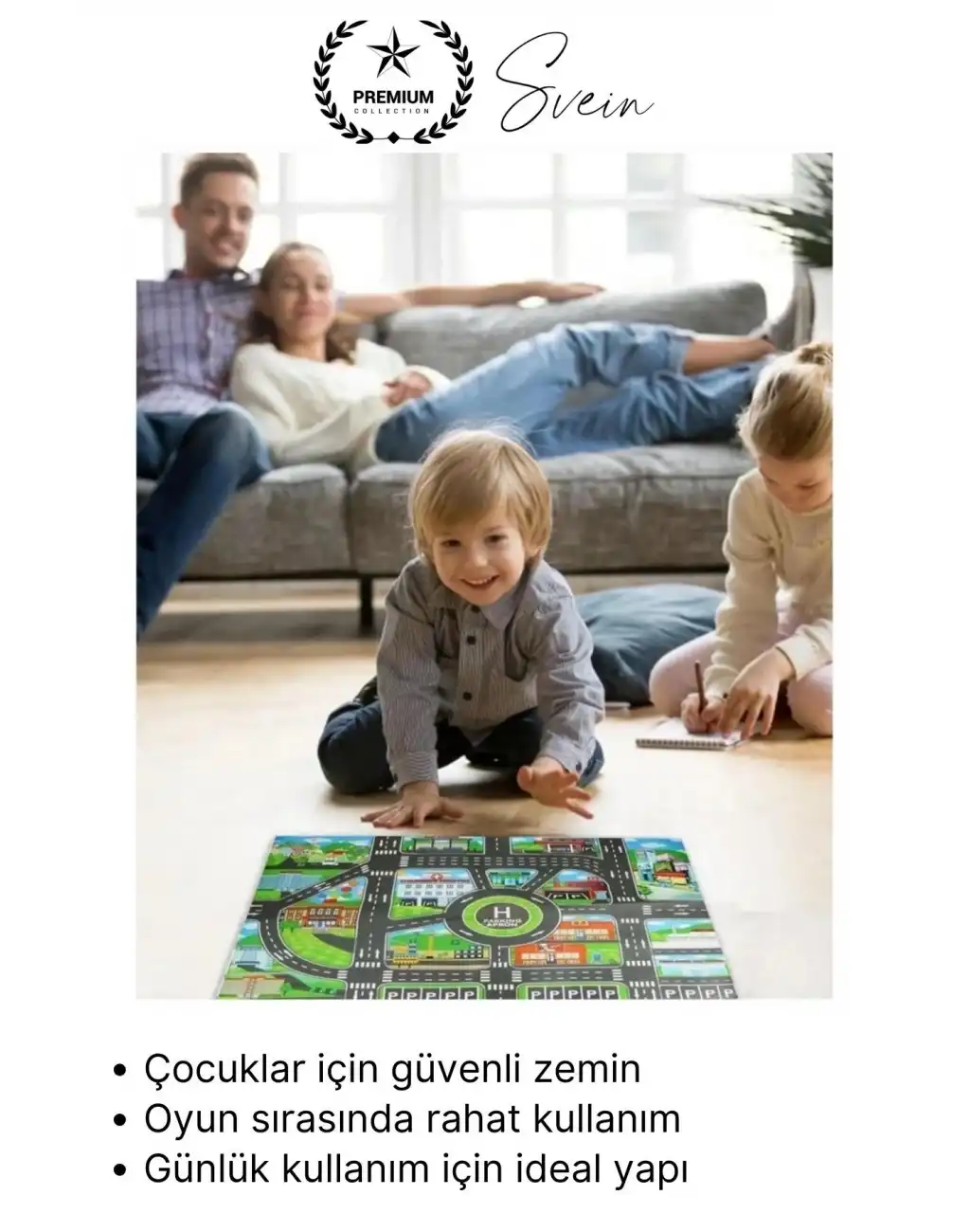 #Halı Şehir Yolu Desenli Çocuk Araba Oyun Halısı Eğitici Keşif Temalı Eğlenceli Yumuşak Konforlu