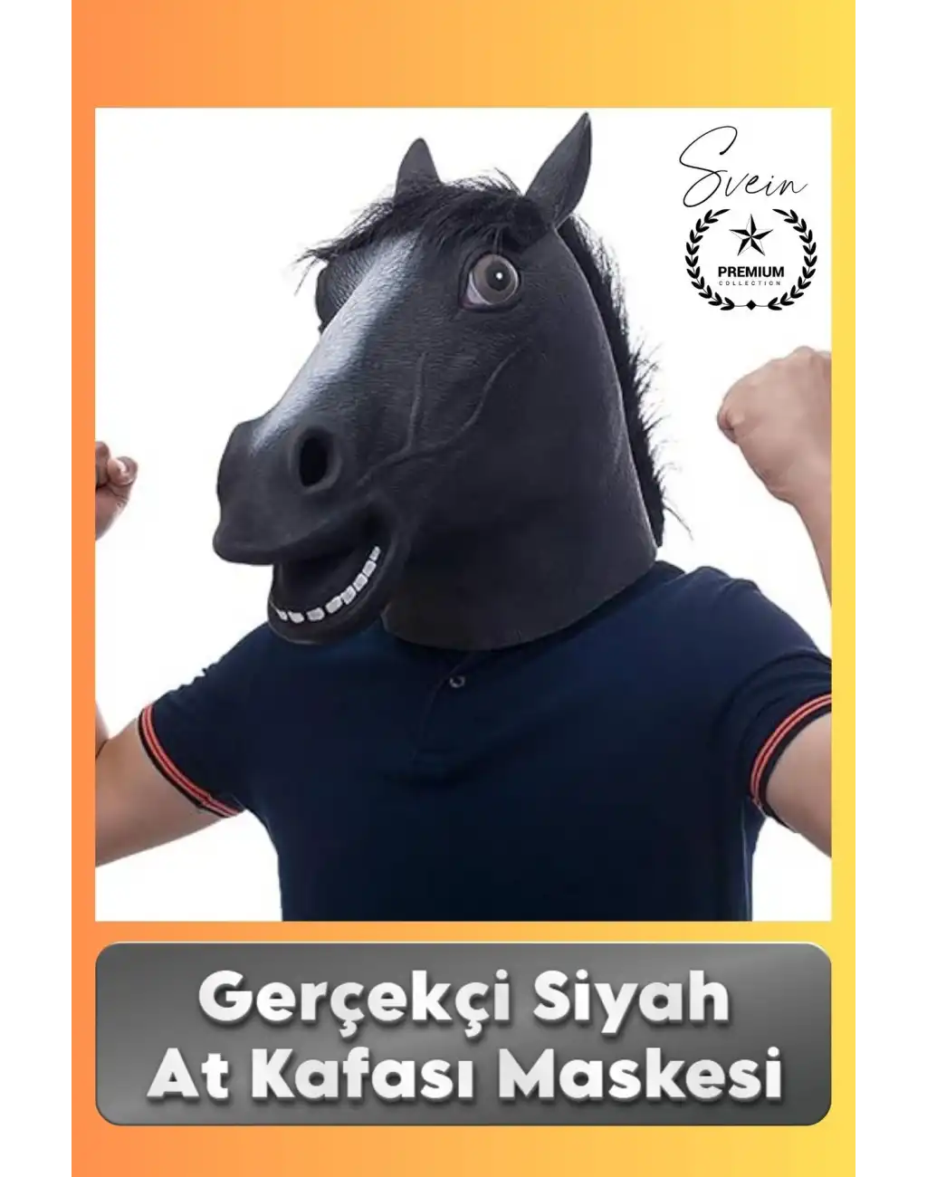 #Kostüm Gerçekçi Siyah At Kafası Maskesi Tam Kafa Kostüm Maskesi Parti Maskeli Balo Komik Şaka