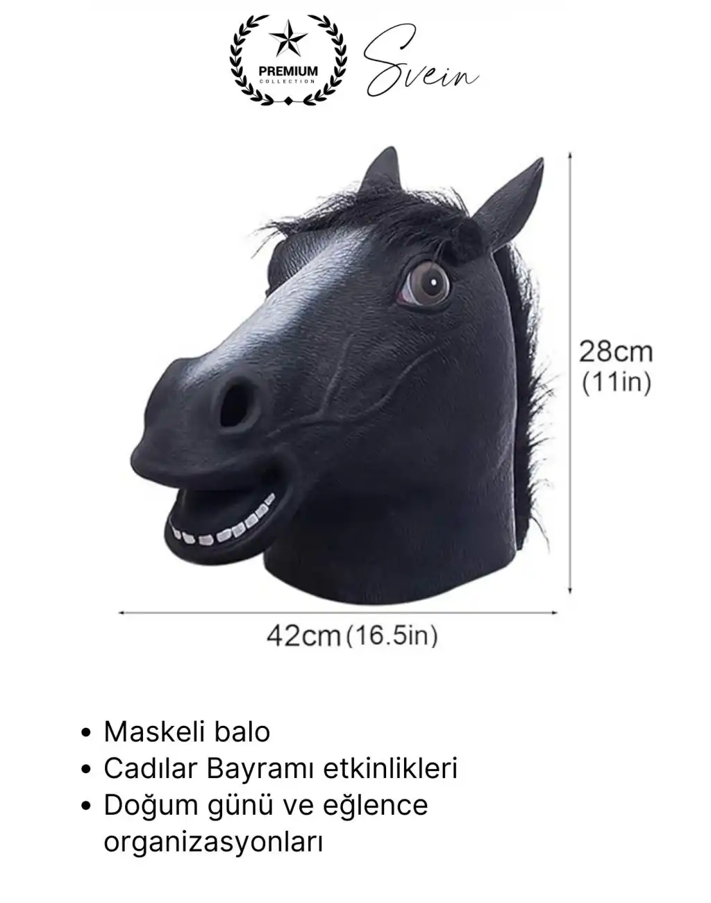 #Kostüm Gerçekçi Siyah At Kafası Maskesi Tam Kafa Kostüm Maskesi Parti Maskeli Balo Komik Şaka