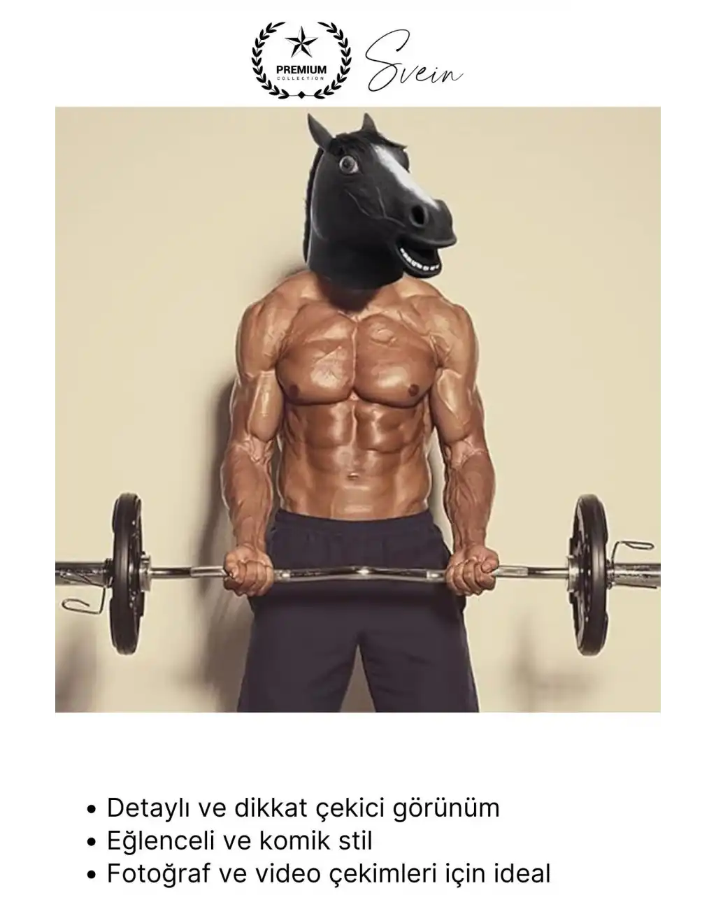 #Kostüm Gerçekçi Siyah At Kafası Maskesi Tam Kafa Kostüm Maskesi Parti Maskeli Balo Komik Şaka