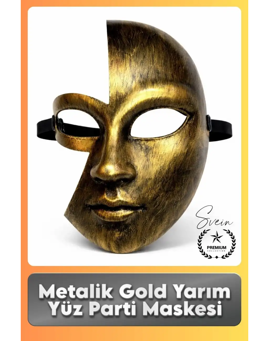 #Maske Metalik Gold Yarım Yüz Parti Maskesi Antik Efektli Eskitme Maskeli Balo Kostüm Aksesuarı