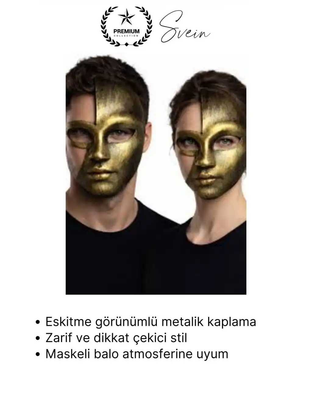 #Maske Metalik Gold Yarım Yüz Parti Maskesi Antik Efektli Eskitme Maskeli Balo Kostüm Aksesuarı