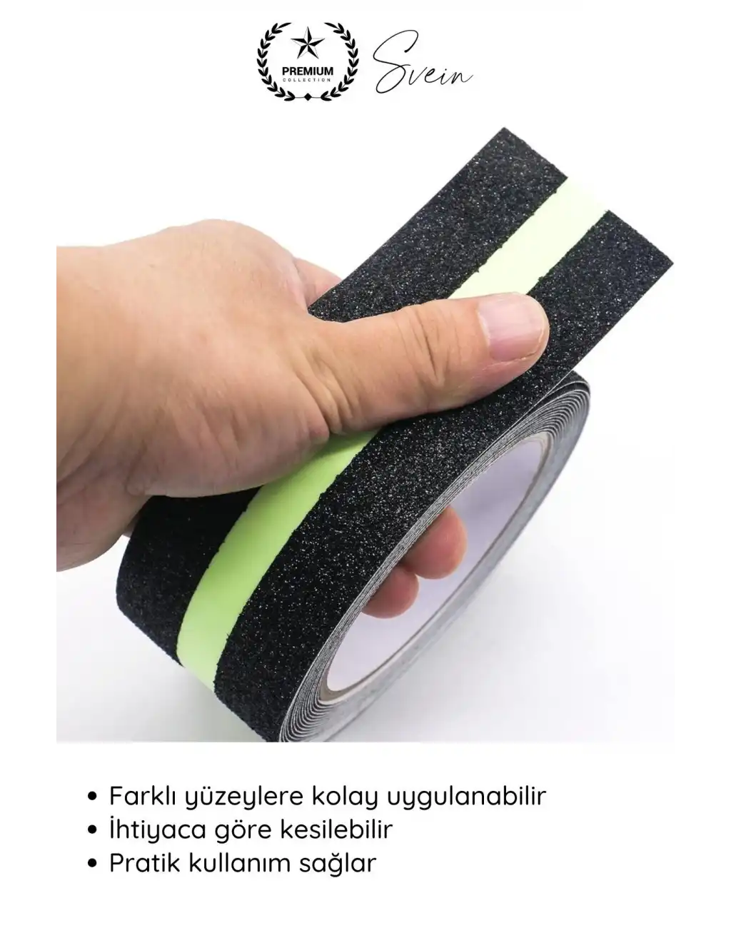 #Bant 3 Adet Fosforlu Kaydırmaz Merdiven Bandı 5 cm x 3 m Fotolümenli Yeşil Zemin Güvenlik Basamak