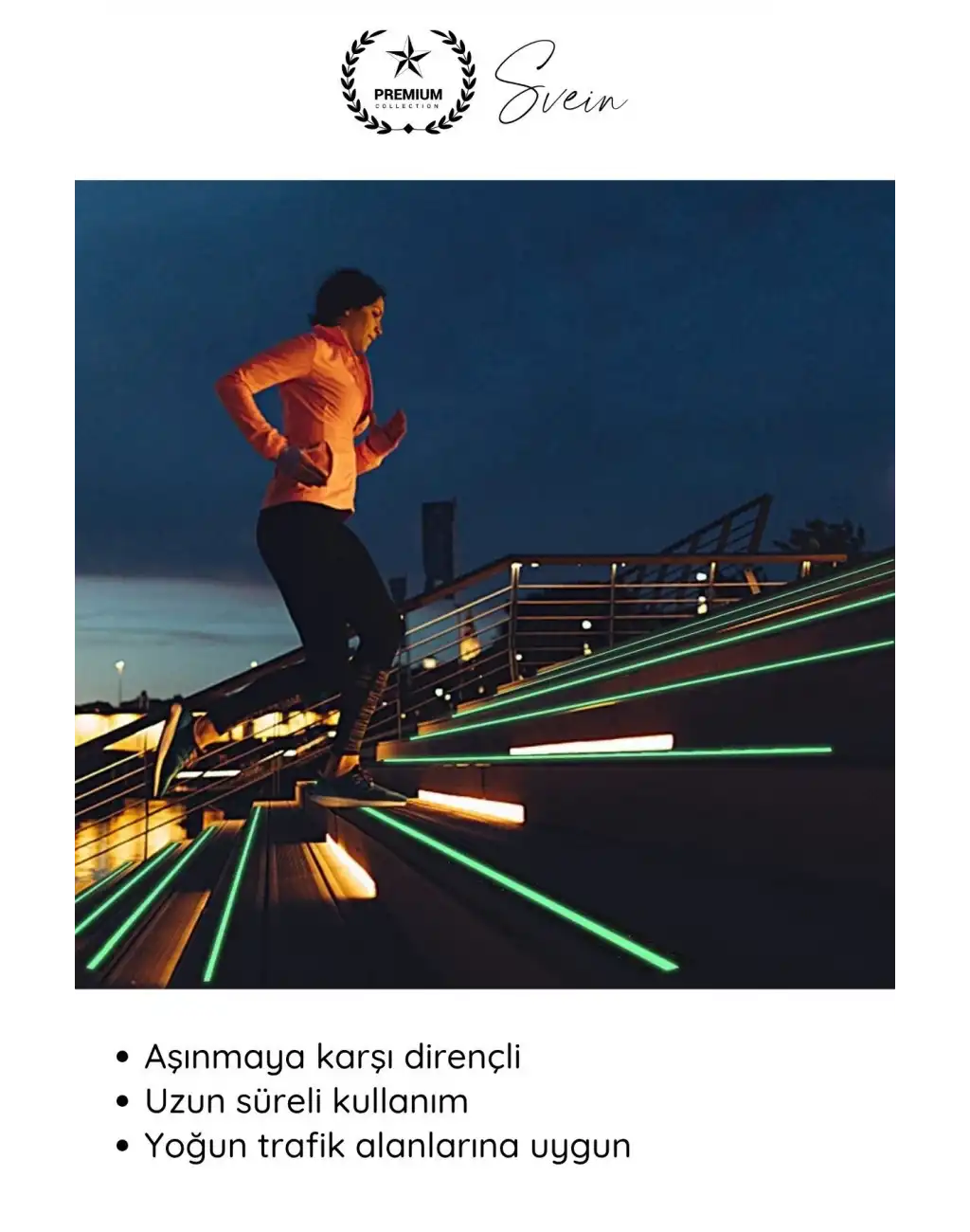 #Bant 4 Adet Fosforlu Kaydırmaz Merdiven Bandı 5 cm x 3 m Fotolümenli Yeşil Zemin Güvenlik Basamak