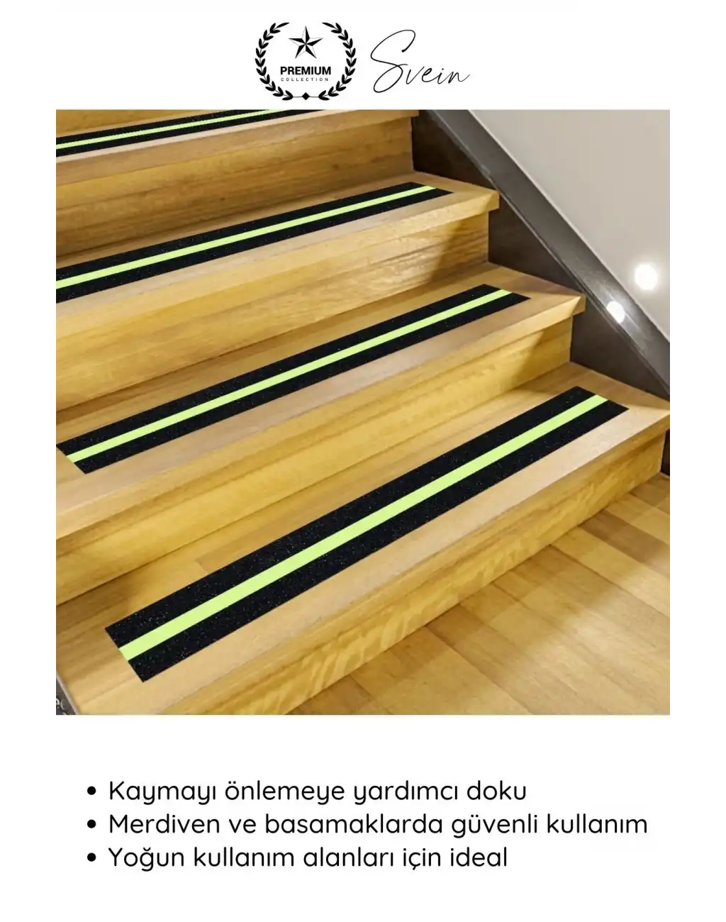 #Bant 5 Adet Fosforlu Kaydırmaz Merdiven Bandı 5 cm x 3 m Fotolümenli Yeşil Zemin Güvenlik Basamak