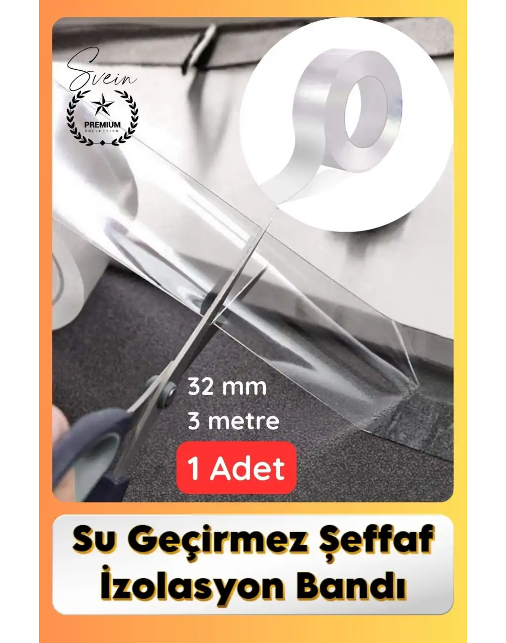 #SızdırmazBant 1 Adet Su Geçirmez Şeffaf İzolasyon Bandı Tezgah Lavabo Kenar Tamir Güçlü 38mm x 3m