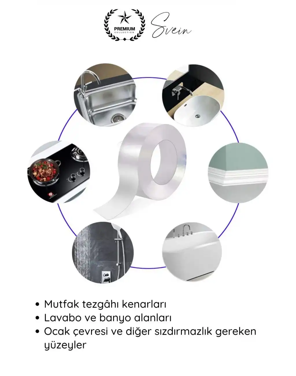 #SızdırmazBant 2 Adet Su Geçirmez Şeffaf İzolasyon Bandı Tezgah Lavabo Kenar Tamir Güçlü 38mm x 3m