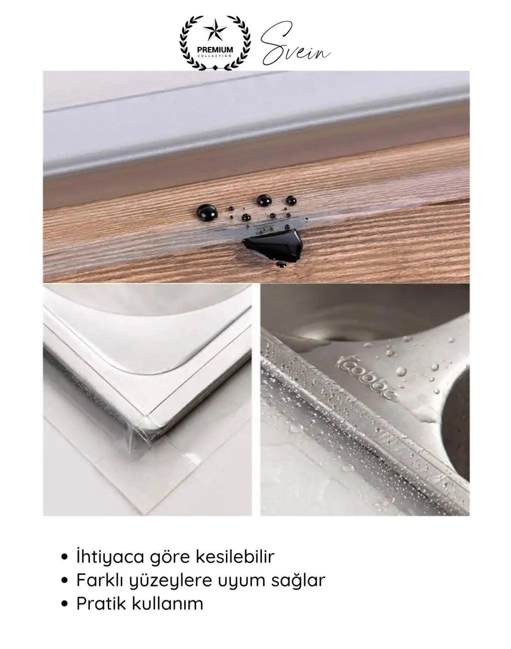 #SızdırmazBant 3 Adet Su Geçirmez Şeffaf İzolasyon Bandı Tezgah Lavabo Kenar Tamir Güçlü 38mm x 3m