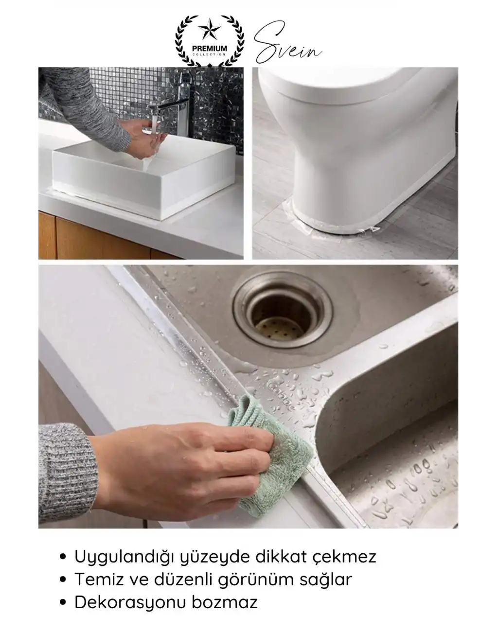 #SızdırmazBant 4 Adet Su Geçirmez Şeffaf İzolasyon Bandı Tezgah Lavabo Kenar Tamir Güçlü 38mm x 3m