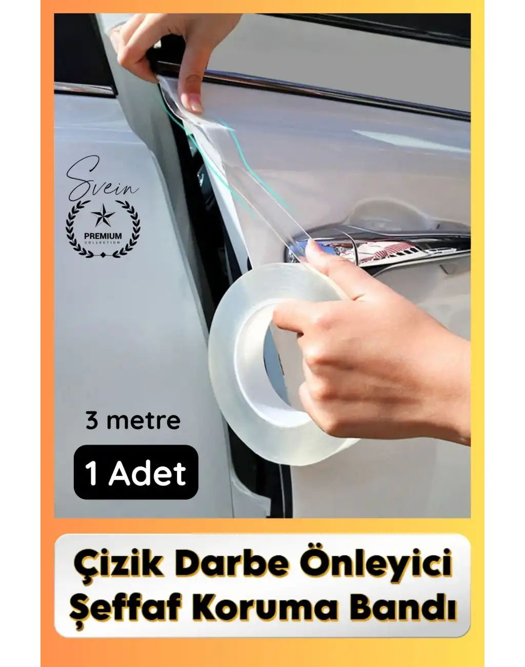 #KapıKoruma 1 Adet 3 Metre Oto Kapı Çizik Önleyici Şeffaf Koruma Bandı Darbe Koruyucu İz Bırakmaz