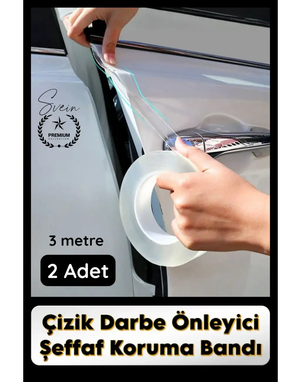 #KapıKoruma 2 Adet 3 Metre Oto Kapı Çizik Önleyici Şeffaf Koruma Bandı Darbe Koruyucu İz Bırakmaz