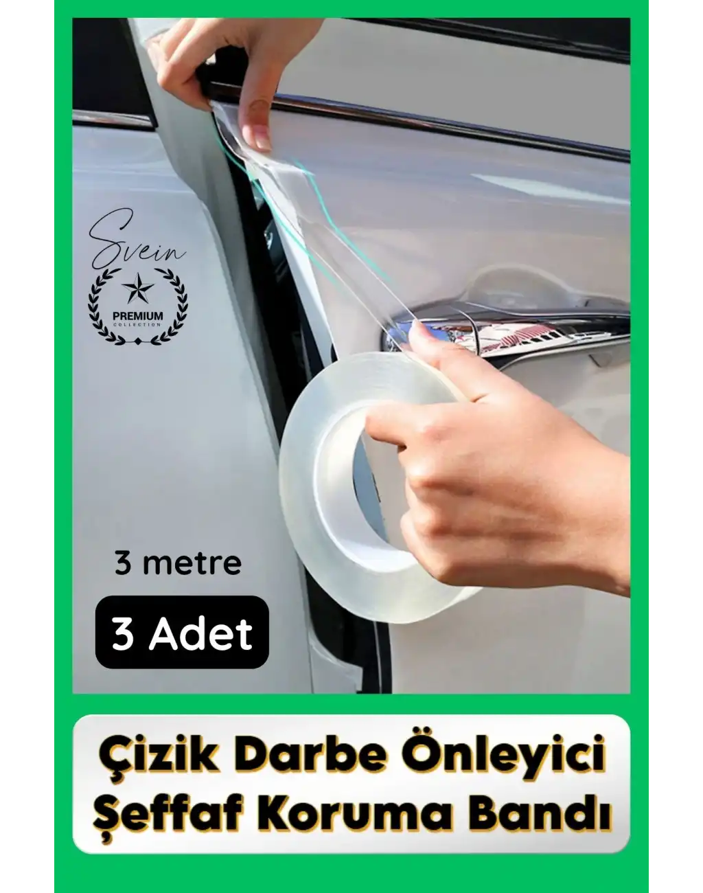 #KapıKoruma 3 Adet 3 Metre Oto Kapı Çizik Önleyici Şeffaf Koruma Bandı Darbe Koruyucu İz Bırakmaz