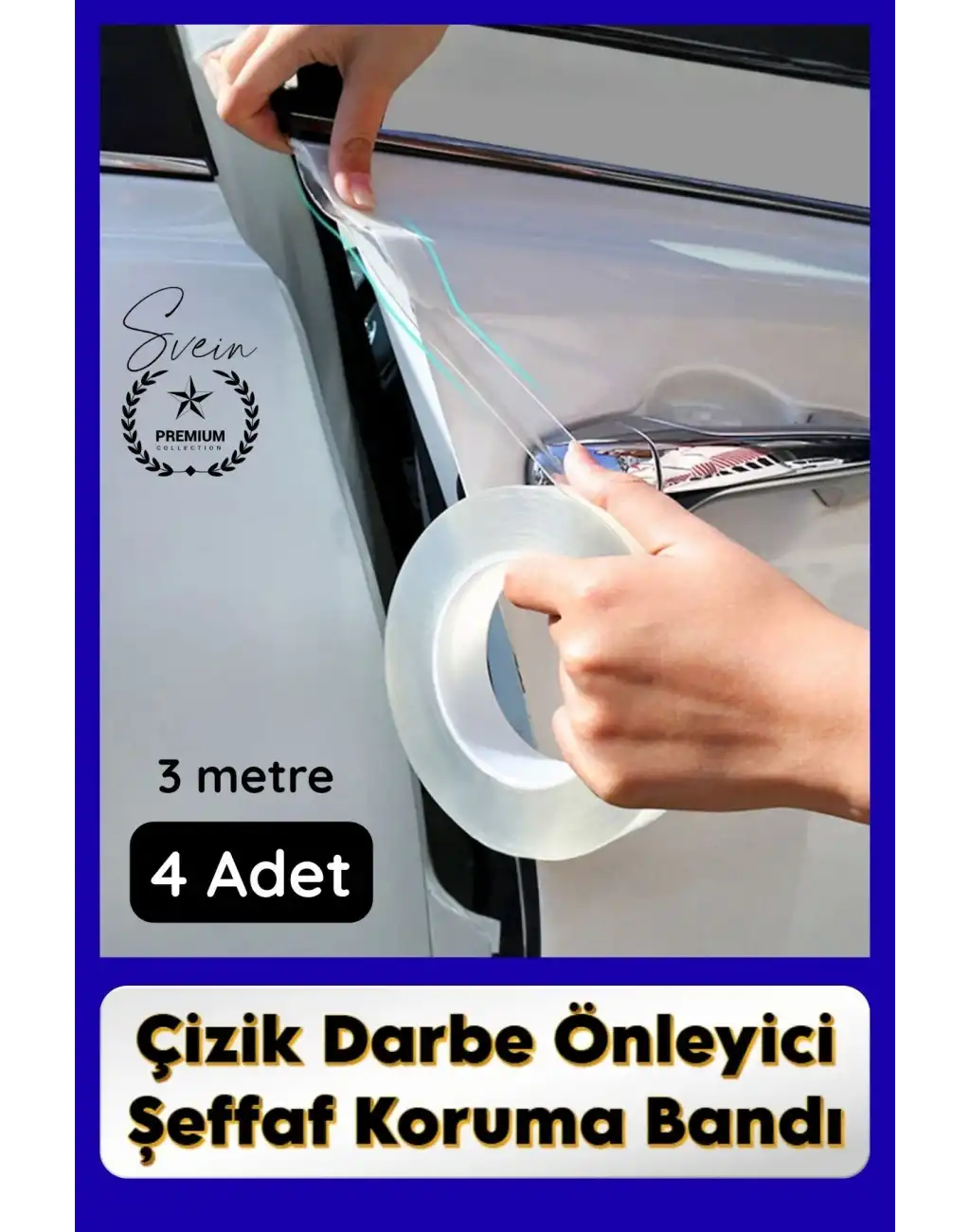 #KapıKoruma 4 Adet 3 Metre Oto Kapı Çizik Önleyici Şeffaf Koruma Bandı Darbe Koruyucu İz Bırakmaz