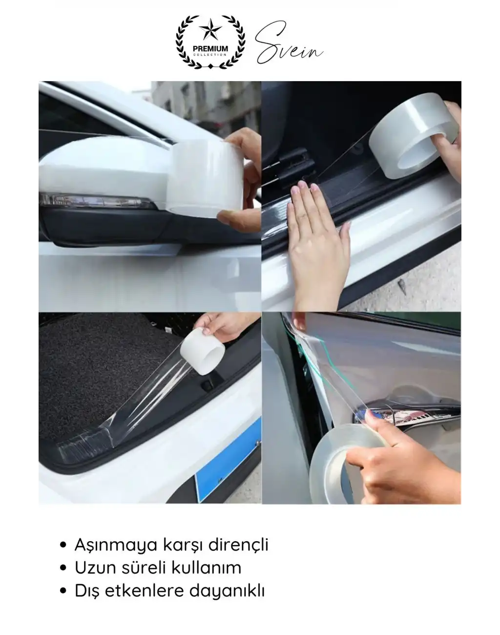 #KapıKoruma 4 Adet 3 Metre Oto Kapı Çizik Önleyici Şeffaf Koruma Bandı Darbe Koruyucu İz Bırakmaz